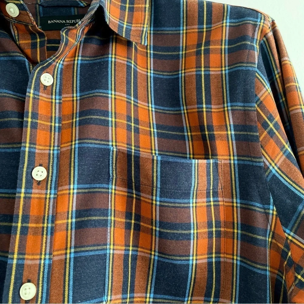 Banana Republic Untucked Fit Plaid Shirt Size Large